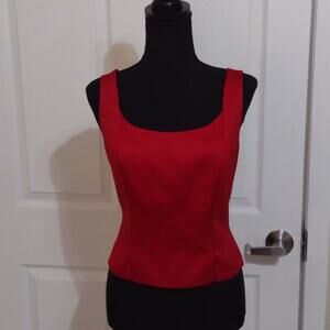 Black Tie business casual red Top zips up in back and clasps women's size 8P